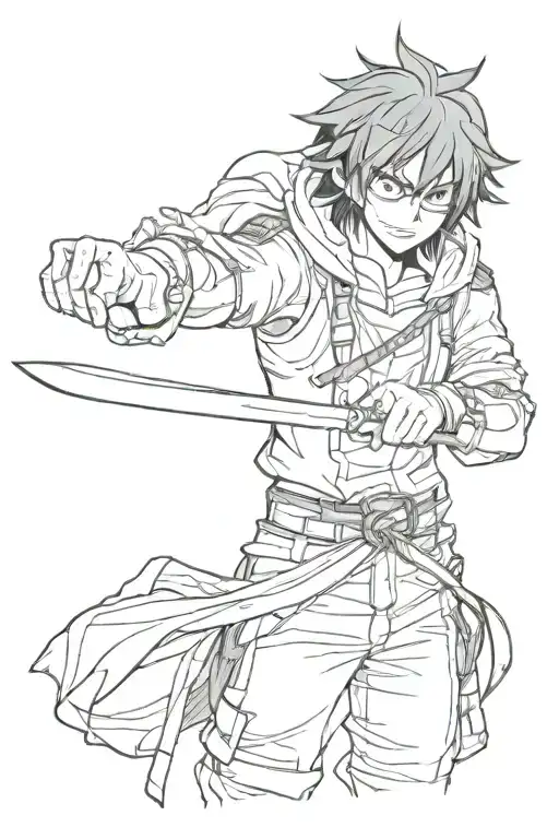 Shoto Aizawa from My Hero Academia with ribbons and knife tattoo design idea