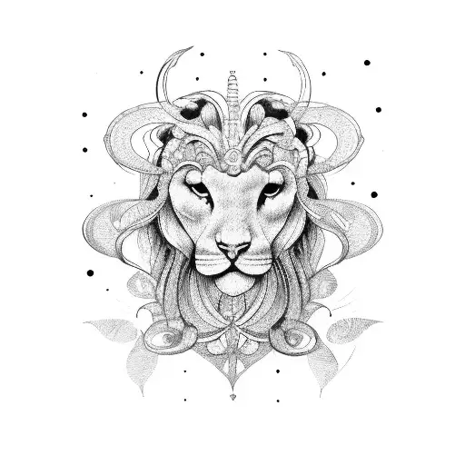 feminine leo zodiac sign tattoo design idea