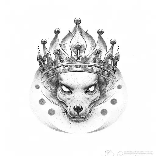 fire and crown tattoo design idea