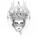 fire and crown tattoo design idea