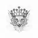 fire and crown tattoo design idea