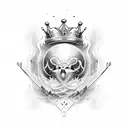 fire and crown tattoo design idea