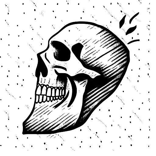 skull floral tattoo design idea