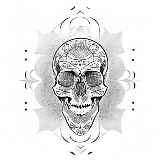 skull floral tattoo design idea