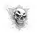 skull floral tattoo design idea