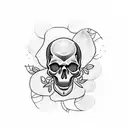 skull floral tattoo design idea