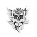 skull floral tattoo design idea
