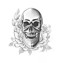 skull floral tattoo design idea