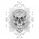 skull floral tattoo design idea