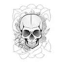 skull floral tattoo design idea