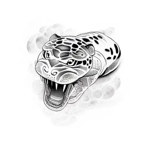 black jaguar hunting anaconda  tattoo design idea