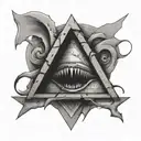 bite mark inside a triangle tattoo design idea