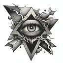 bite mark inside a triangle tattoo design idea