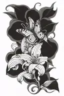 lily flower with Ulysses butterfly tattoo design idea