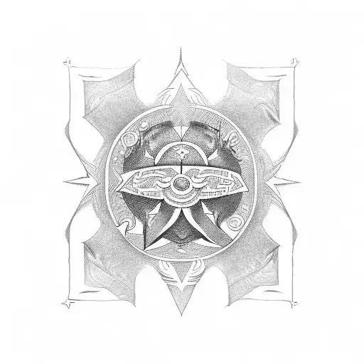 Occult-themed international trade symbol tattoo design idea