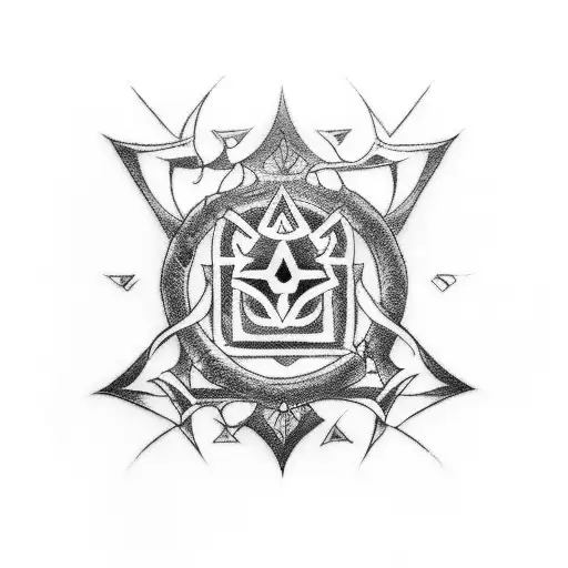 Anime character with occult symbols tattoo design idea