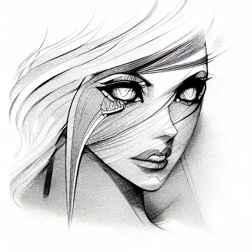 Lots of sharp lines tattoo design idea