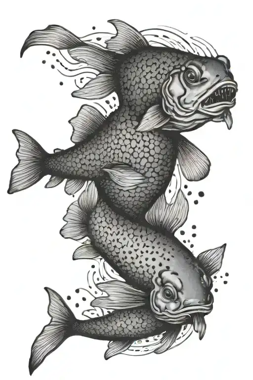 catfish swimming tattoo design idea