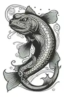 catfish swimming tattoo design idea