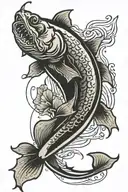 catfish swimming tattoo design idea