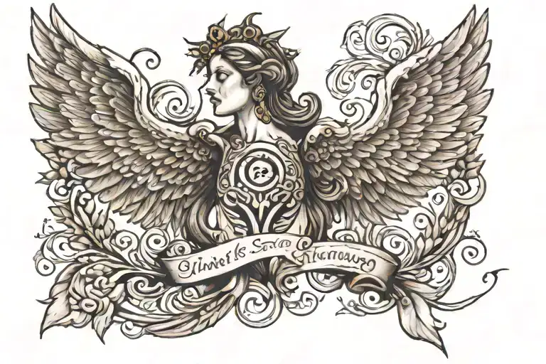 wings tattoo with greek writing poetry only tattoo design idea