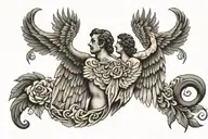 family in greek With big wings on the shoulder blades  tattoo design idea