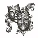 theater mask, one happy and one sad tattoo design idea