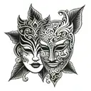 theater mask, one happy and one sad tattoo design idea
