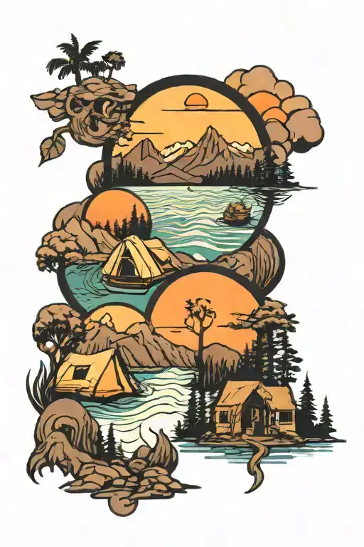 San Diego, mountains, ocean, camping, family, tattoo design idea