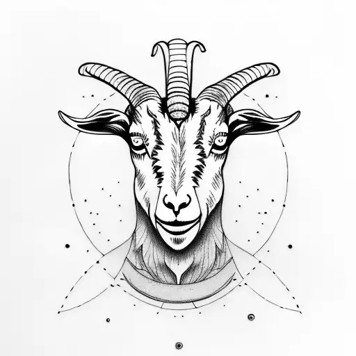 goat symetric math lines tattoo design idea