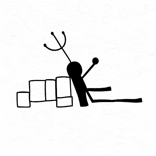 stickman laying bricks tattoo design idea