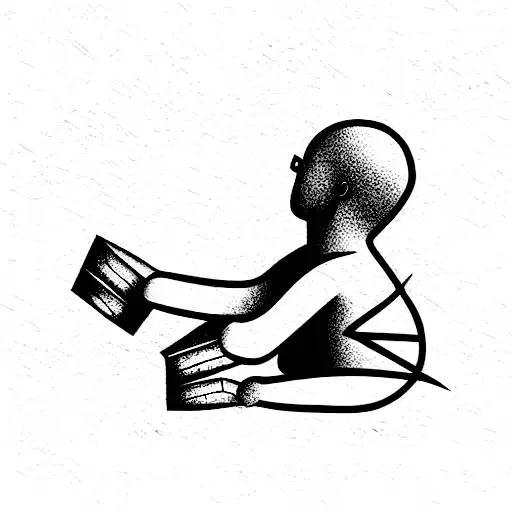 man laying bricks tattoo design idea
