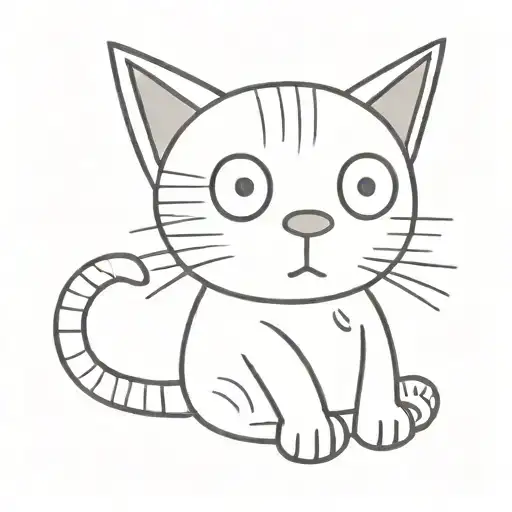 funny modern minimalist tattoo of a cat tattoo design idea