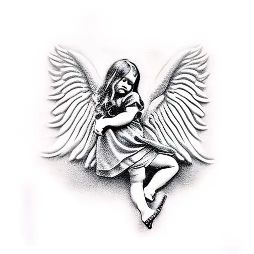 angel climbing a wall tattoo design idea