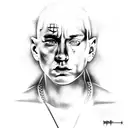 Eminem's face merged with the lyrics of 'Lose Yourself' tattoo design idea
