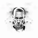 Eminem's face merged with the lyrics of 'Lose Yourself' tattoo design idea