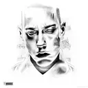Eminem's face merged with the lyrics of 'Lose Yourself' tattoo design idea