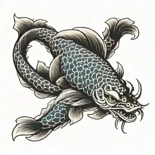 koi fish transforming into dragon wrapped tattoo design idea