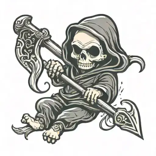 baby grim reaper with scythe tattoo design idea