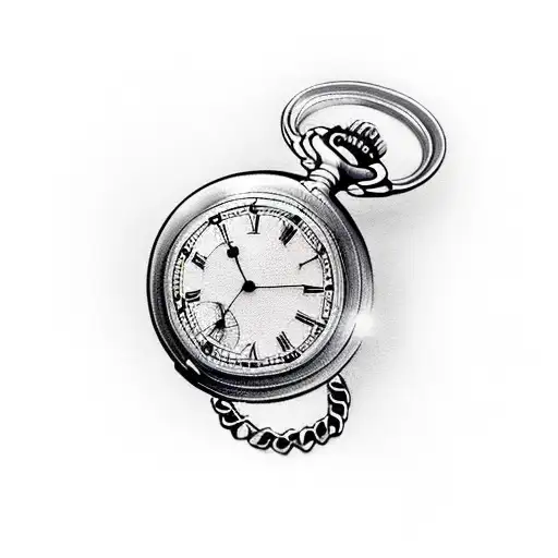 Realism "Pocket Watch" Tattoo Idea BlackInk AI