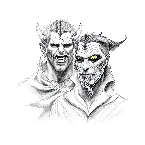 lucifer and sandman tattoo design idea