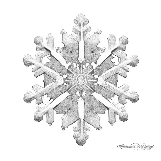 simple snowflake with dog paw print tattoo design idea