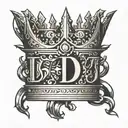 6 spike crown with D and J letters  tattoo design idea