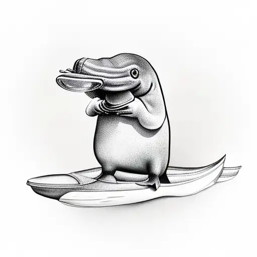 platypus holding a baguette tattoo design idea