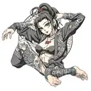 cross eyed anime girl lewd tattoo design idea