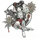 cross eyed anime girl lewd tattoo design idea