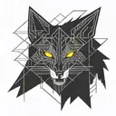 cyberpunk 2077 cyberware geometrical pattern inspired by sandeistan simple lines black tattoo fox head inside pentagram  tattoo design idea