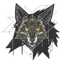 cyberpunk 2077 cyberware geometrical pattern inspired by sandeistan simple lines black tattoo fox head inside pentagram  tattoo design idea
