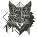 cyberpunk 2077 cyberware geometrical pattern inspired by sandeistan simple lines black tattoo fox head inside pentagram  tattoo design idea