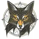cyberpunk 2077 cyberware geometrical pattern inspired by sandeistan simple lines black tattoo fox head inside pentagram  tattoo design idea